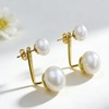 Pearl Earrings for Women Chunky Pearl Stud Earrings Front Back