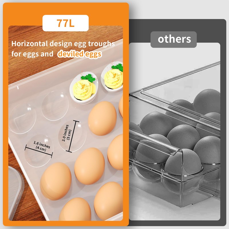 77L Deviled Egg Containers with Lid, (Set of 3), Plastic