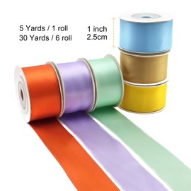 BVIEAKD Double Sided Pastel Ribbon 26 mm Wide 6 Rolls Total 27 Meters Long Perfect for Crafts Wedding Decorations Bow Making Art Sewing and More