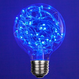 LEDimagine Fairy String Light Bulb, LED Globe Light Pendant, Blue G80 Globe Light Bulb, E26 Base