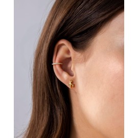 PAVOI 14K Yellow Gold Plated Sterling Silver Posts Mini Sparkle Emoji Inspired Stud Screw Back Earrings for Women | Star Flatback Earring Pair