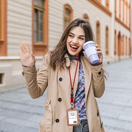 Fishent Breakaway Neck Lanyards for ID Badges, Adjustable Durable Heavy Duty Lanyard with Detachable Buckle for Keys Holder (Red)