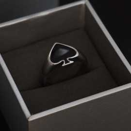 Ace of Spades Ring for Men, Black Ace Spades Poker Ring, Ace Playing Card Ring, Poker Gambling Cocktail Party Ring, Retro Punk Rock Biker Ring, Gambling Casino Jewelry for Men Boys (S)