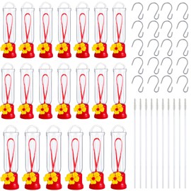 Sunnyray 10 Pack Small Hummingbird Feeder for Outdoors Mini Plastic Feeders with S Hook and Cleaning Brush for Outdoors Window Hanging