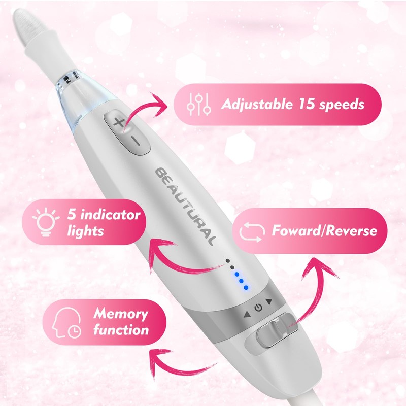 BEAUTURAL Electric Manicure, Nail Drill Kit, Electric Nail File Set