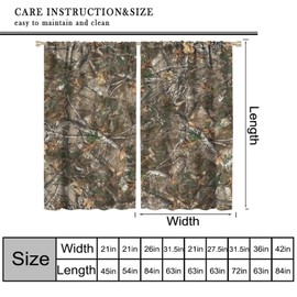Cortina de camuflaje forestal, ramas de coníferas de bosque natural, con bolsillo para barra de caza, cortinas opacas para ventana de recámara, sala de estar, 42 pulgadas de ancho x 45 pulgadas de