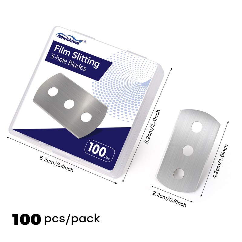 NEWISHTOOL 3-Hole Blades Film Slitting Blade 100 Pcs Replacement Blades