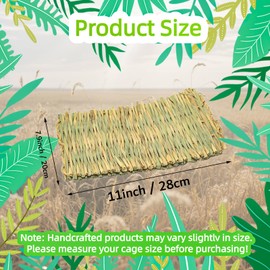 7 Pcs Rabbit Grass Mat, Hay Mats for Rabbits Natural Hay Woven Bunny Rabbit Bad Cage Mats Pet Bedding Cooling Sleeping Nesting and Toys for Hamster Bunny Chinchilla Guinea Pig and Other Small Animals