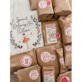 30 x Medium North Pole Christmas Stickers Gift Present Parcel Sticky Labels Stamp (83mmx42mm)