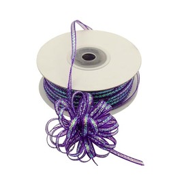 Lassos Boutique 1/8" X 50 Yards Iridescent Pull String Bows Christmas Gift Ribbon (Purple)