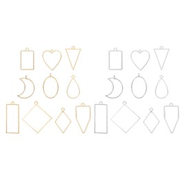 PATIKIL 80pcs Open Bezels, Resin Bezels Pendants Mold Open Back Bezels Geometric Pressed Charm Bulk Alloy Hollow Frame for Resin Jewelry Making Earrings Necklace, Silver Gold