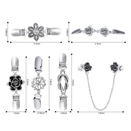 Pack of 6 Cardigan Clips Dresses Clips Vintage Pullover Clips Brooch Neck Reducing Brooches for Clothing Fasteners for Open Cardigans Scarf Clips Safety Pins Large, Metal