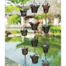 Topadorn Rain Chain for Gutters,12 Cups Rain Collector with Adjustable Length Chains for Enhanced Outside Garden Appeal Rain Bell Design,Butterfly Rain Chains