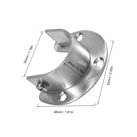 DTXLX Rod Support U-shaped Set, 304 Stainless Steel Pole Socket Flanges U For for wardrobe, Closet, Bathroom, Kitchen Etc Hanging Rod Flange Set (25MM)