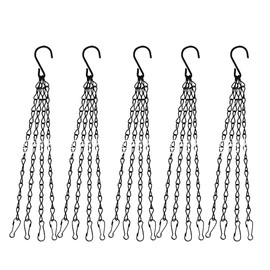 OUKEYI 6Pcs Hanging Chain, Heavy Duty 15.7 Inch Hanging Flower Basket Galvanized Replacement Chain -4Point Garden Plant Hanger for Outdoor Bird Feeders, Planters and Lanterns (Black) ¡­