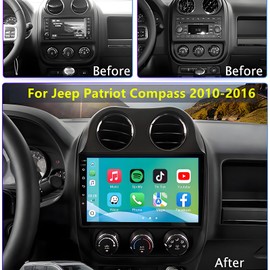 for Jeep Compass Patriot Radio Upgrade 2010-2016: Android 14 Car Stereo with Wireless CarPlay Android Auto - 10.1 Inch Touchscreen GPS Navigation Head Unit 4G+32G