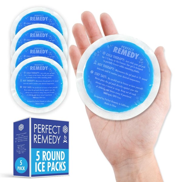 Gel Ice Packs for Injuries Reusable Gel Reusable Hot Pack - Cold Compress & Hot Compress - Eye Ice Pack, Wisdom Teeth, Lip, Nose, Breast Ice Pack for Breastfeeding, Mini Ice Pack (5Pack, Blue, Round)