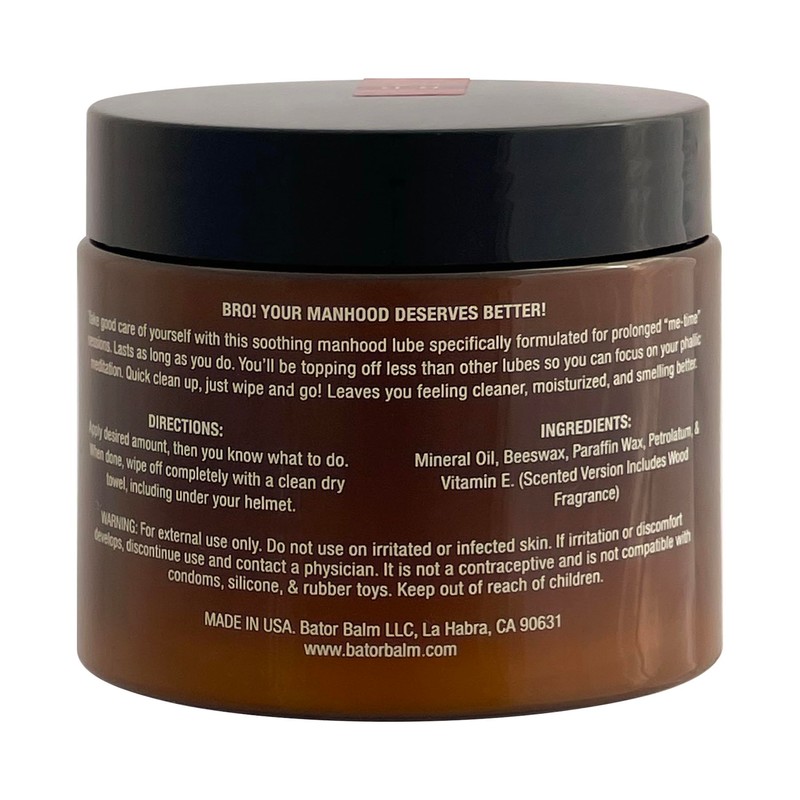 Bator Balm (Unscented) Gentlemen's Long Lasting Moisturizing Lubricant. Easy Clean