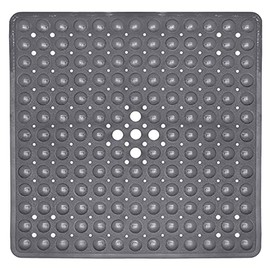ENKOSI Square Shower Mat 21 x 21 inch for Shower Stall Floors Bathtub Mat Non Slip Firm Grip Bathroom Mat with Over 160 Strong Suction Cups (Charcoal)