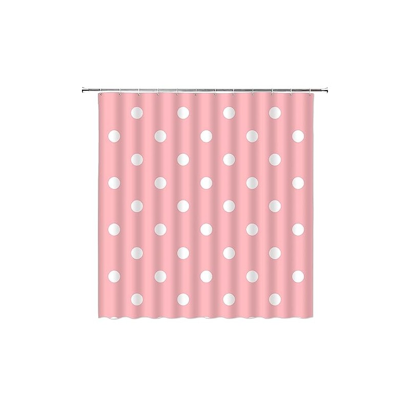 AYDSMYD Polka Dot Shower Curtain Pink White Geometric Polka Dot