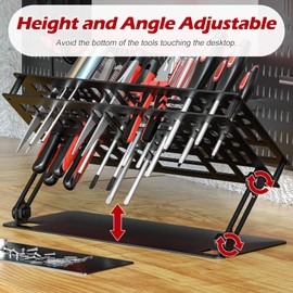 Vilaxing Screwdriver Organizer Holder Screwdriver Storage Rack for Desktop, Angle and Height Adjustable, Carbon Steel Tool Shelf for rc Repair, Plier (Black)