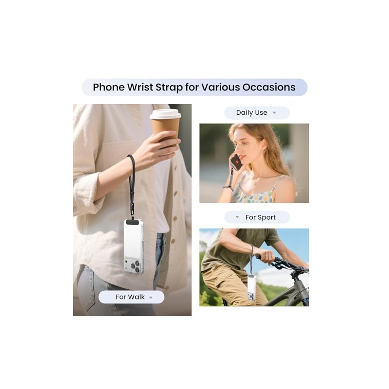Phone Wrist Strap 3 Pack with Tether Tabs, 360 Rotating