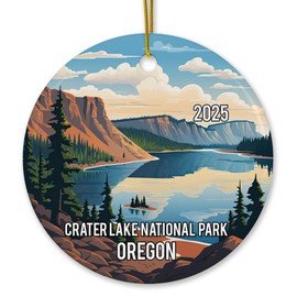 Crater Lake Oregon Landscape Christmas Ornament, 3-Inch Ceramic