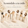 Nacimiento Navideño Pequeño de 8 Piezas, Figuras Blanco Marfil y