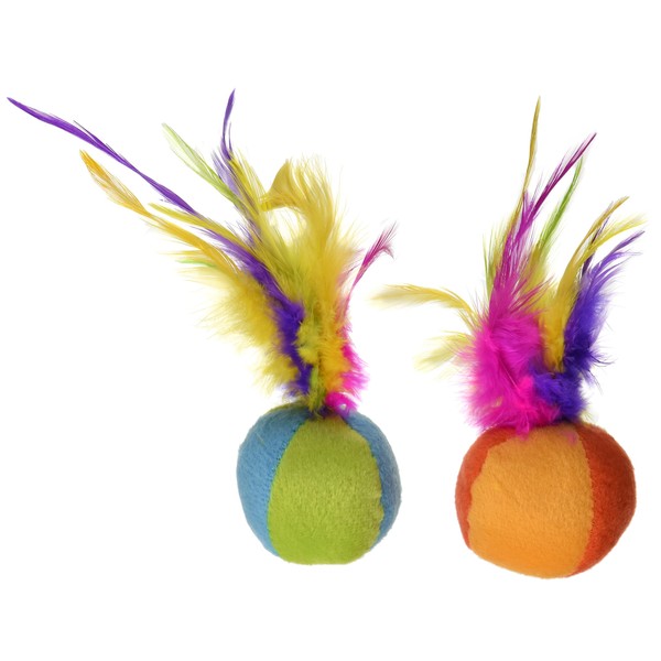 SmartyKat SmartyKat (2 Count) Flutter Balls Feather Cat Toys -