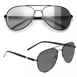 yellowprice Men Military Style Polarized Pilot Aviator Sunglasses Large 60mm Frame with Case