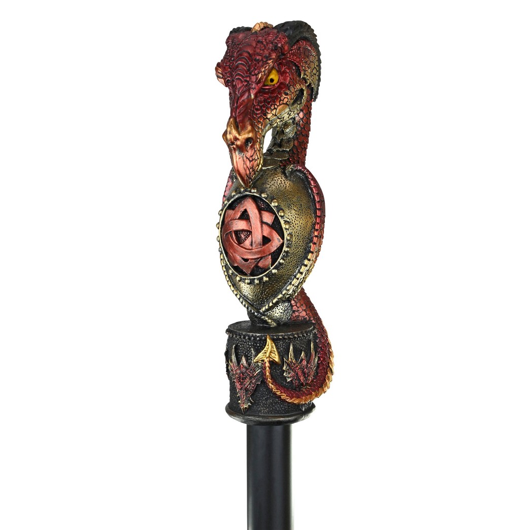 Design Toscano QS23823 The Dragonsthorne Collection: Celtic Battle Dragon Walking Stick,silver