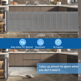 Huafly Retractable Baby Gates Extra Wide for Large Openings,158 Inch, Child Gates, Safety Gates, Extra Long Dog Gates on Doorways, Stairs, Indoor, Outdoor (Grey, 32" Tall × 158" Wide)
