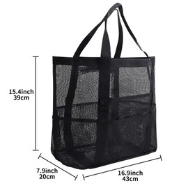 Mesh Beach Bag, 23L with Zip Pocket Large Mesh Tote Bags for Women, Reusable Woodland Extra Bag, Essentials Family Travel Bag, Sandproof Waterproof, for Pool Travel Daily Use, Beach Accessories