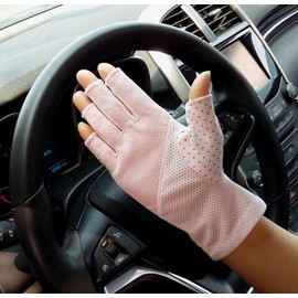 Summer Hiking Outdoor Sun Gloves Summer Dress Driving Gloves Cool Biking Anti UV Gloves Pink