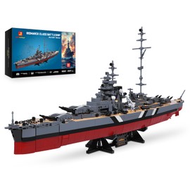 JMBricklayer Battleship Building Block Set for Adults 2537 PCS, Large Bismarck Military Warship, WWII MOC Battle Ship Boat Model 60015 for Home Office Decor, Army Toy Gifts for Men Boys 14+