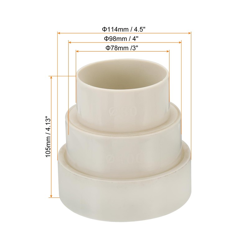 PATIKIL 4.5" to 4" to 3" Duct Reducer, Duct Connector