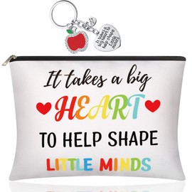 Xuniea 2 Pieces Christmas Teacher Appreciation Gifts Set Makeup Bags Cosmetic Pouch Keychains for Teacher Women(Letter Pattern)