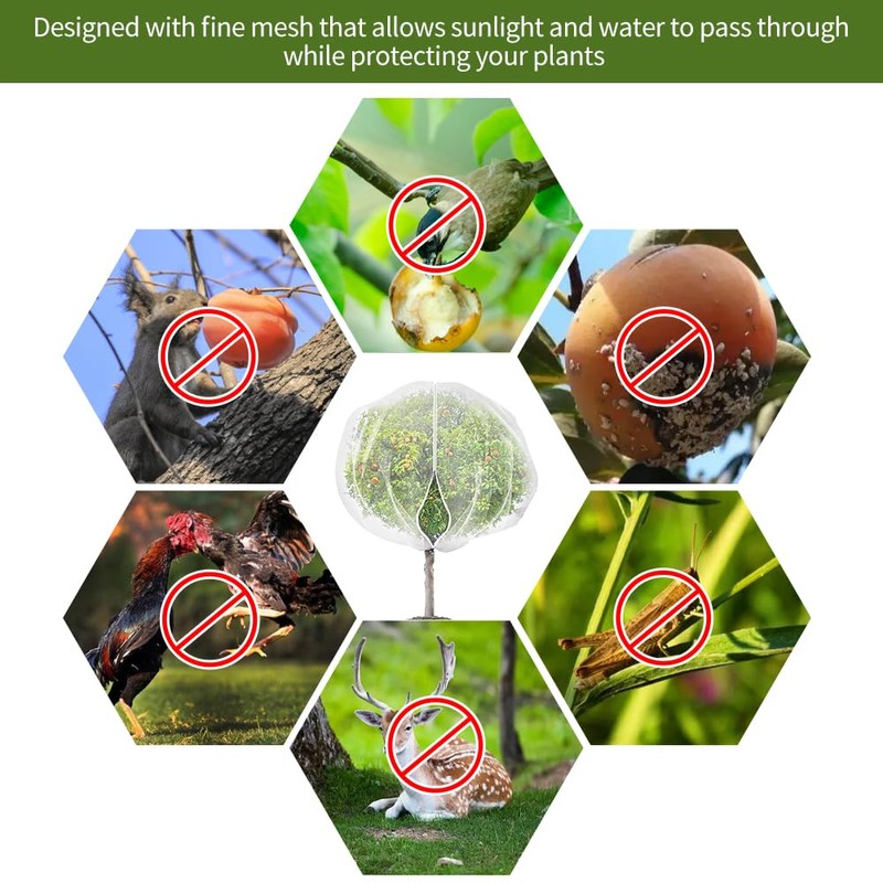 KYRGEU 2Pcs 8x8ft Fruit Tree Covers with Zipper and Drawstring,