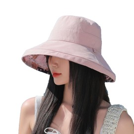 FaroDor Women's Reversible Floral Print Bucket Fishing Hat Wide Brim Summer Beach Hat Packable Pink