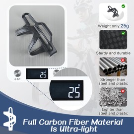 ROADNADO Carbon Bike Water Bottle Cage Bicycle Bottle Holder Ultralight Carbon Fiber Strong Drink Cup Holder with Screws for Cycling MTB Road bike, suit for Kettle 72-74 mm Diameter (Right 1pcs)