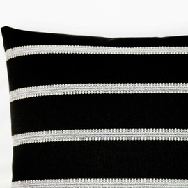 SLOW COW Decorative Stripe Throw Pillow Cover Modern Country Design Cushion Cover Pillow Cover 20x20 Inches Black Mixed Off White