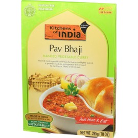 Kitchens of India Pav Bhaji – Mashed Vegetable Curry, 285g (10 OZ), Ready to Eat Popular Indian Street Food