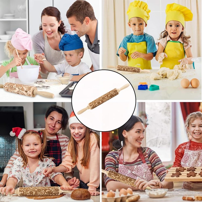 Homefantasy Rolling Pin with Pattern, Embossing Rolling Pin Made of
