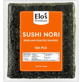 Tasjin Sushi Nori Sheets| 100 Full Size Sheets | Roasted Seaweed For Maki and Hand Rolls| Non-GMO and Gluten Free| Product of Taiwan| Includes Exclusive Step by Step Sushi Making Tutorial