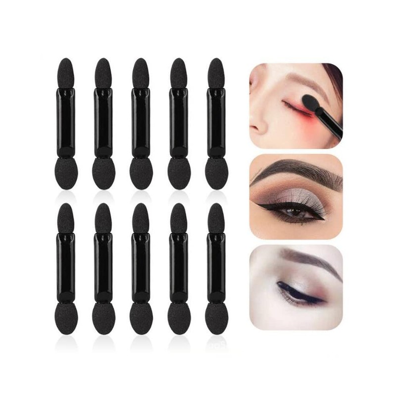 YFFSFDC 100pcs Black Eyeshadow Brush Double Sponge Tip Disposable Makeup