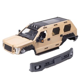 1/10 RC Crawler Hard Body Shell Kit - 324mm Wheelbase George Patton Off-Road Body for AXIAL SCX10 TRX-4, Unassembled Black Plastic Shell with Interior & Accessories(Khaki)