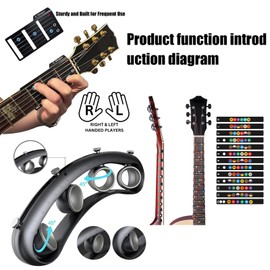 CISIYOO Guitar Chords Cards Color Coded Note Stickers Portable Starter Kit
