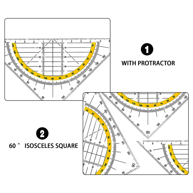 ZIOYA Set Square Plastic Geometry Triangle Flexible Set Square Drawing