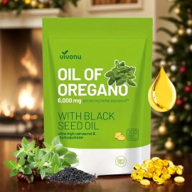 Vitamins Oil of Oregano 300 Softgels w/ Black Seed Oil Organic Herbal Supplement - USA