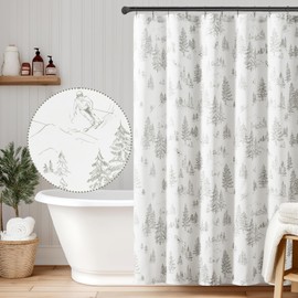 jinchan Winter Shower Curtain Grey Forest Shower Curtains for Bathroom Vintage Waterproof Fabric Snow Mountain Pine Tree Pattern Bath Decor with 12 Hooks (Winter Grey 70x72)